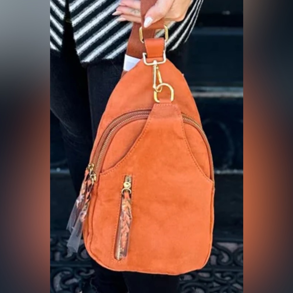 Nikki by Jen & Co Ginger Sling Bag Faux Suede Women's purse backpack